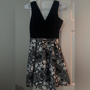 Haute Monde Black and White Patterned Mini Dress